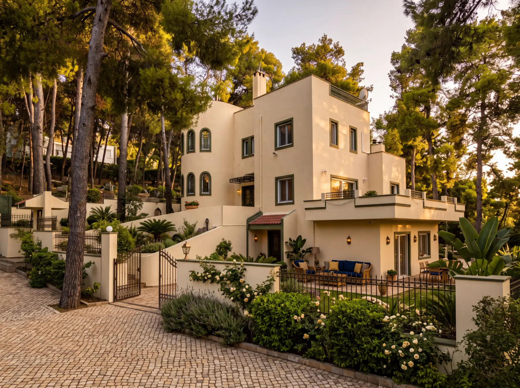 The residence and landscaped outdoor areas