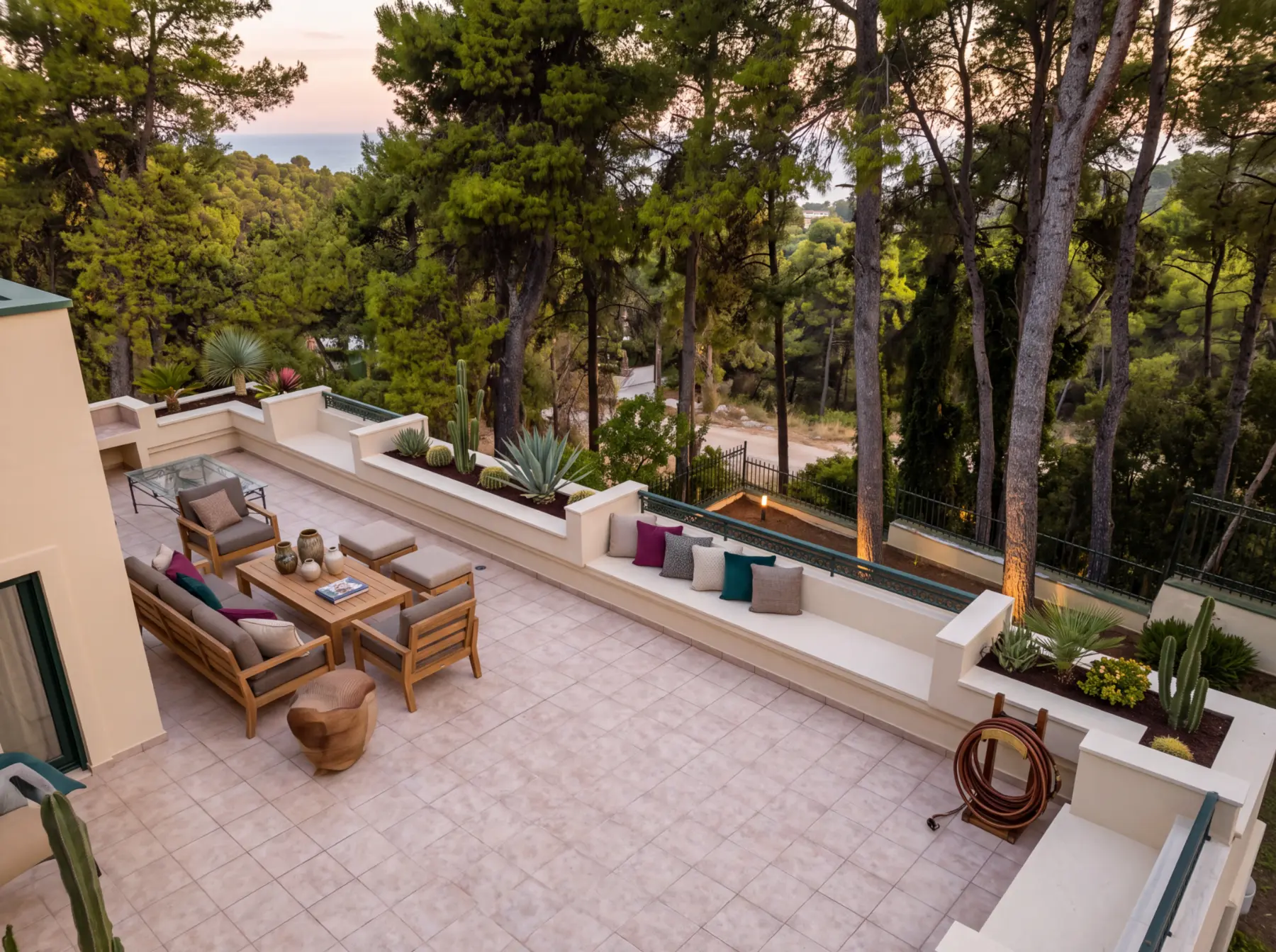 Large terrace above the wooded surroundings